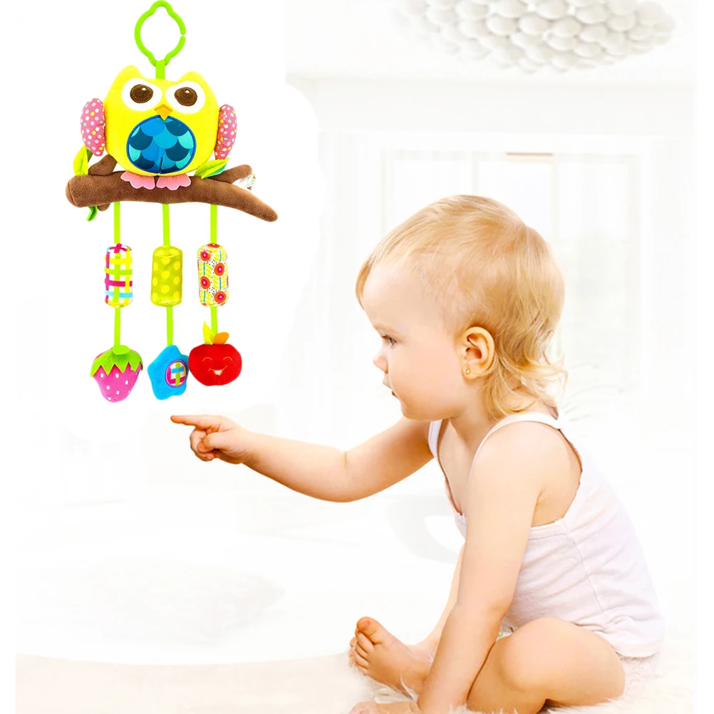 Детская погремушка в виде совы игрушка для детской коляски плюшевая музыкальная