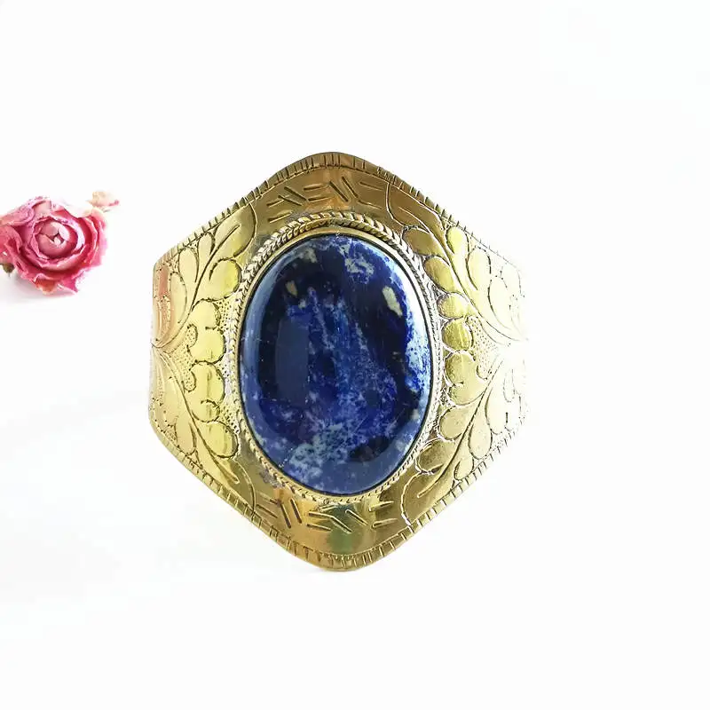 Тонкий индийский золотой Латунный инкрустированный натуральный большой