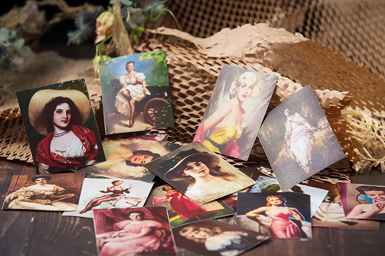 Vintage Beautiful Girl Photo Material Background Paper Junk Journal Diary Planner Scrapbooking Decorative DIY Craft Paper