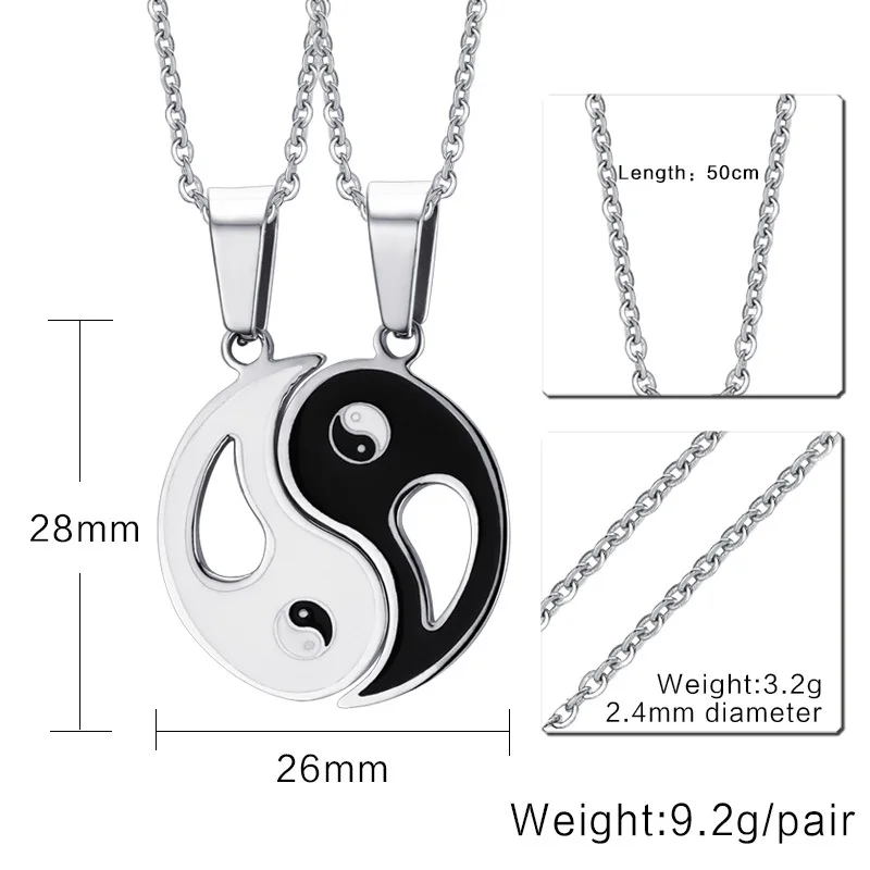Новый Китайский Мистический Yin Yang кулон Цепочки и ожерелья из нержавеющей стали