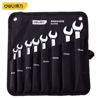 deli a set of 8 pcs 8 19mm ratcheting box combination popular wrenches for car repair ring spanner mirror reflection hand tools