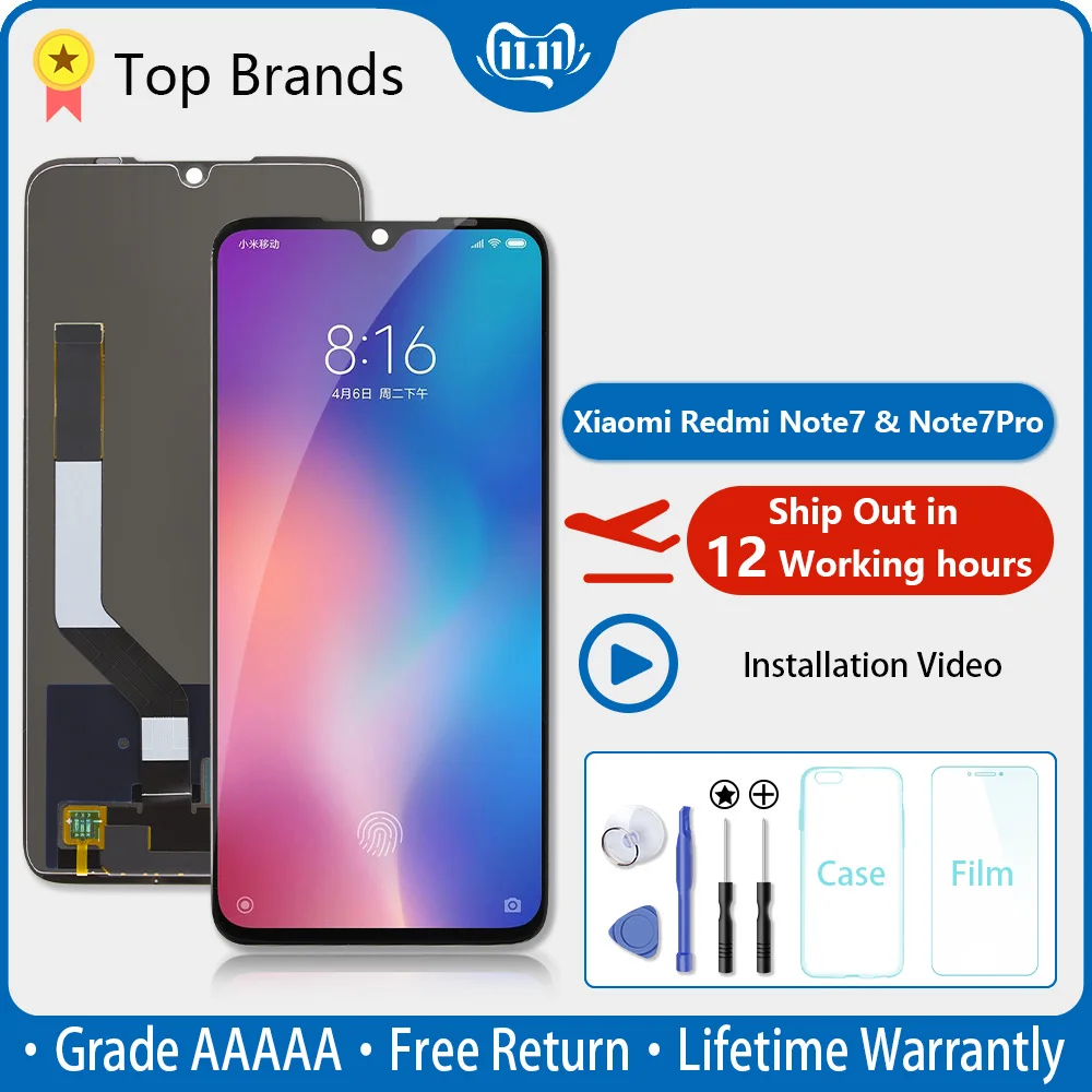 ЖК дисплей для Xiaomi Redmi Note 7 с сенсорным экраном и дигитайзером в сборе рамкой Pro