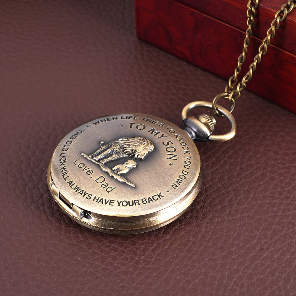 Карманные часы с ретро надписью моему сыну буквами узором Отца и Сына раскладное