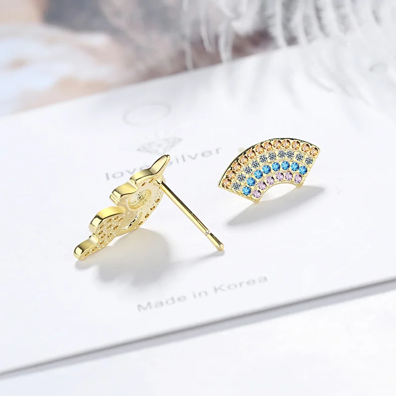 Женские сережки-гвоздики MEETSOFT с серебряным покрытием модные серьги-гвоздики