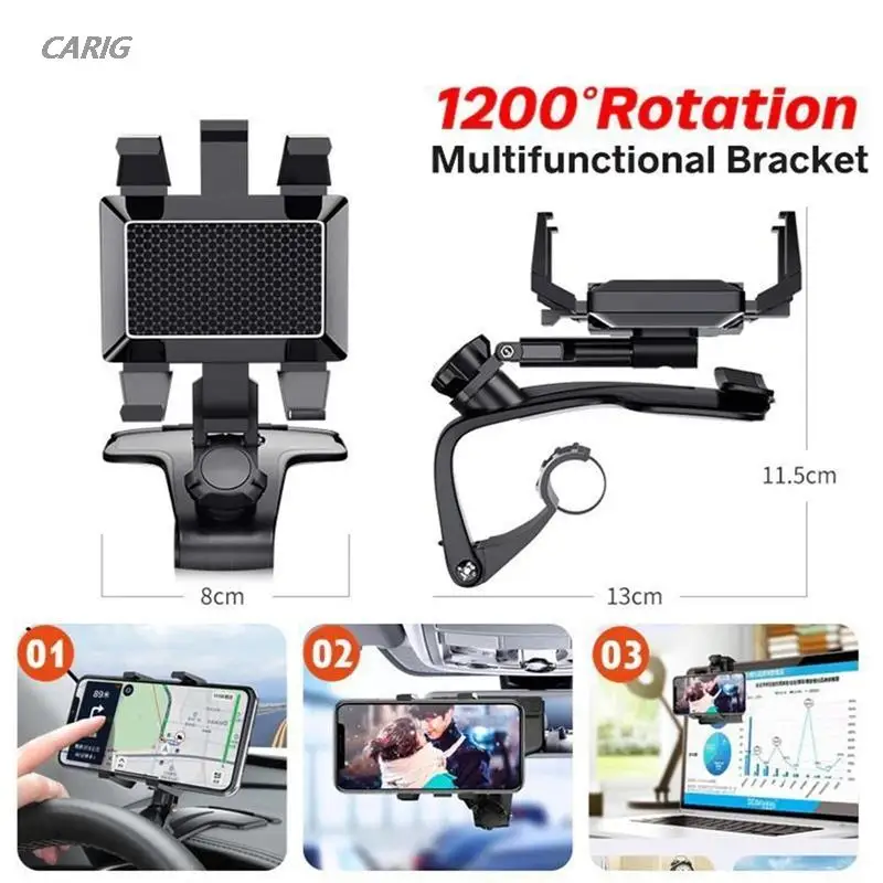 

M C 360° Universal Black Dashboard Car Cell Phone Holder Easy Clip Mount Stand GPS Display Bracket Clip Car Front Support Stand