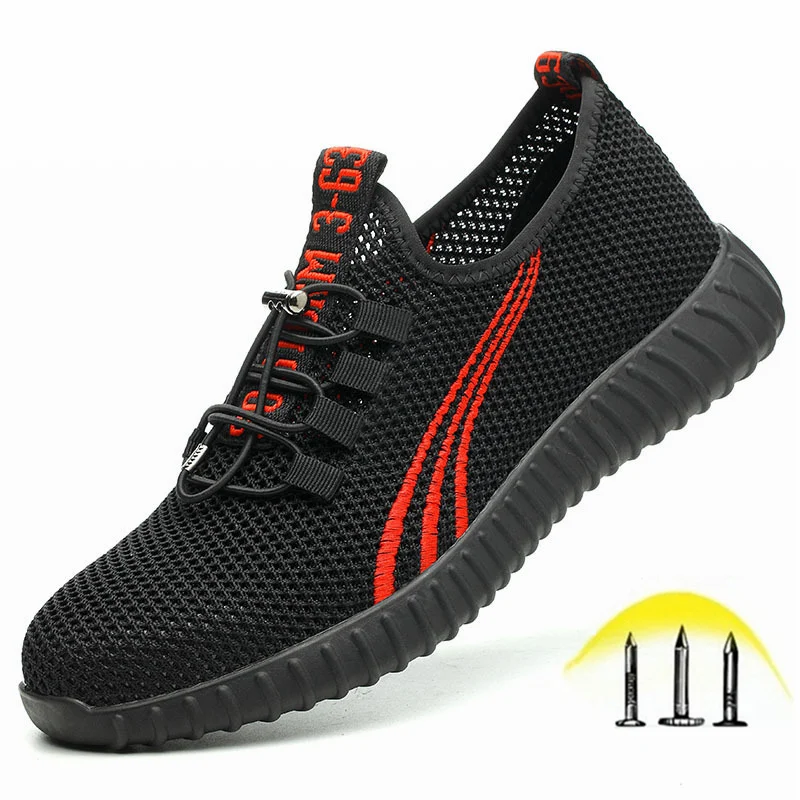 

Indestructible Shoes Men and Women Work Shoes with Steel Toe Puncture-Proof Lightweight Breathable Safety Shoes Soft Sneakers