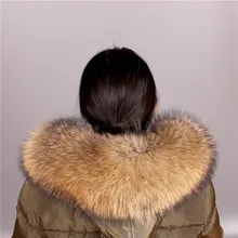 Cuello de piel auténtica de mapache para mujer, chal de piel Natural, color gris