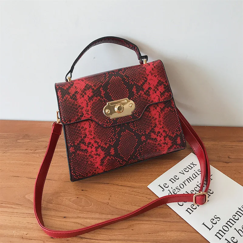 2019 женская новая модная сумка-книжка со змеиным принтом с одним плечом и