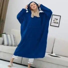 

Winter Warm TV Pocket Hoodie Blankets Adults Kids Bathrobe Sofa Cozy Blanket Sweatshirt Plush Coral Fleece Blankets Outwears