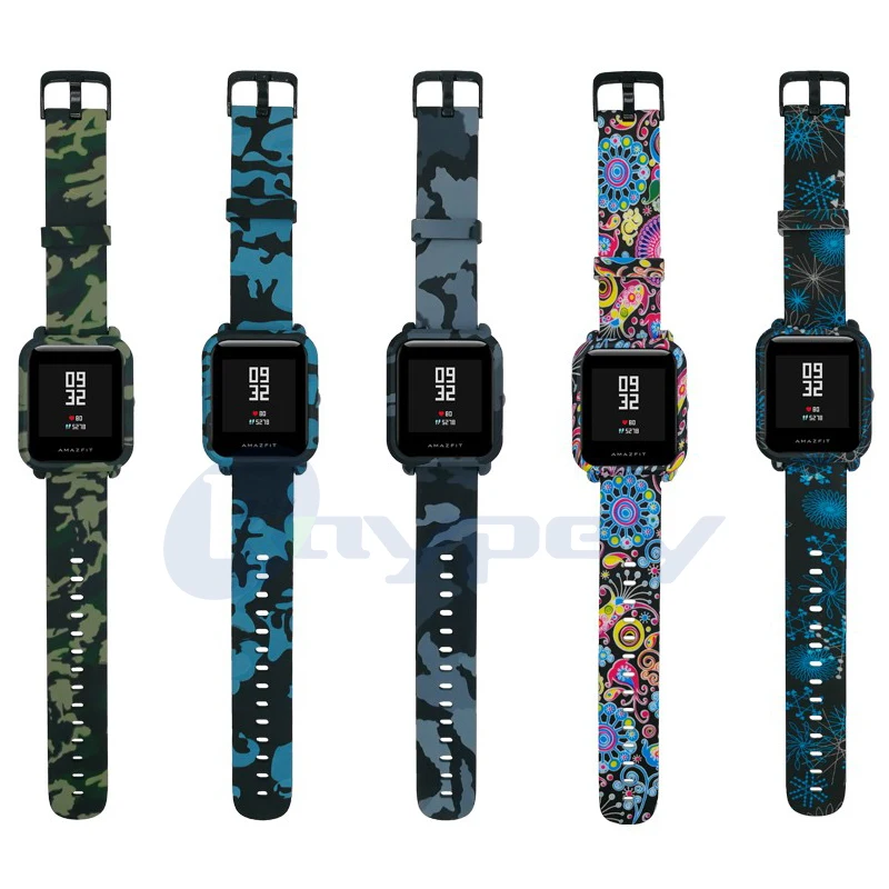 Ремешок 4 в 1 для Amazfit Bip силиконовый Камуфляжный Браслет Для Xiaomi Bit Youth 20 мм