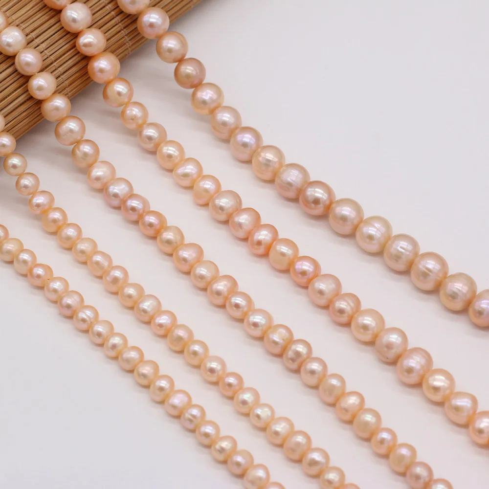 

Beaded Pearls for Jewelry Making DIY Bracelets Necklace Accessories High-Quality Pink Natural Freshwater Pearl Round Beads 36 cm