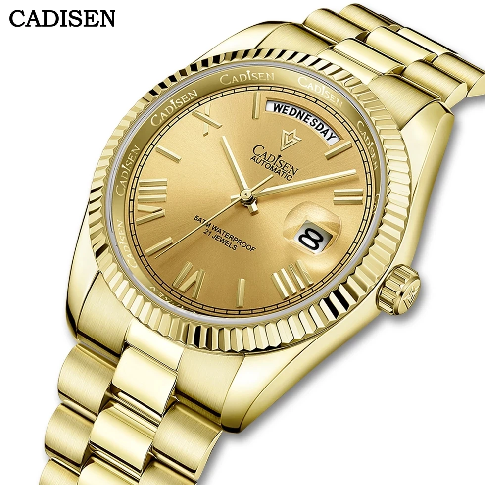 

CADISEN DESGIN Automatic Watch Men 2021 Tourbillon Miyota 8285 Mechanical Wristwatches Stainless Steel Waterproof Calendar Week