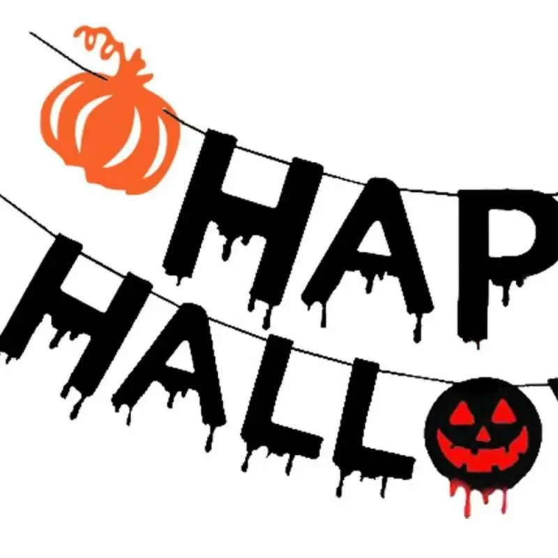 

HAPPY HALLOWEEN Letters Pull Flag Flower Pumpkin Festival Party Hanging Banner Decor Sets for Home