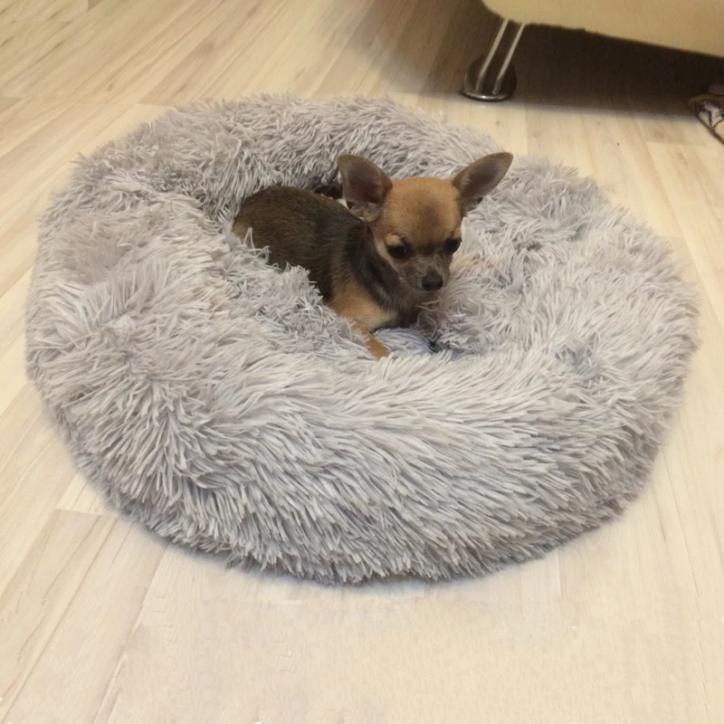 Детская кровать для кошек мягкая длинная плюшевая круглая маленьких собак
