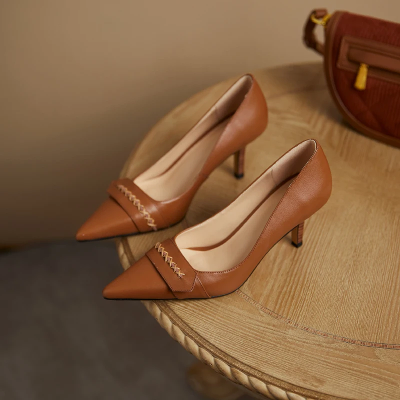 

2021 Fashion thin Heels Pumps Square Toe Shoes Woman high Heels Spring Newest suede Leather Working Party Women Shoes