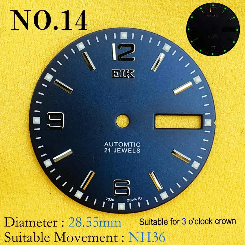 

NH36 New Modified Watch Literal C3 Luminous Dial Watch Dial SKX007 Small Millimeter 28.5mm Abalone NH35 Universal NO.14