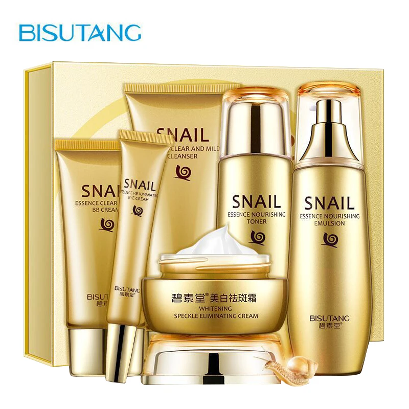 Whitening Skin Care Sets Snail Essence Freckle Moisturizing Oil Control Face Cream Eye Care Lotion Cosmetic Facial Skincare 6PCS