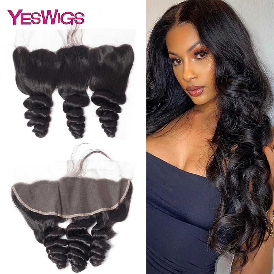 

13x4 HD Transparent Lace Closure Remy Human Hair Free/Middle/Three Part Peruvian Loose Wave Hair Lace Closure