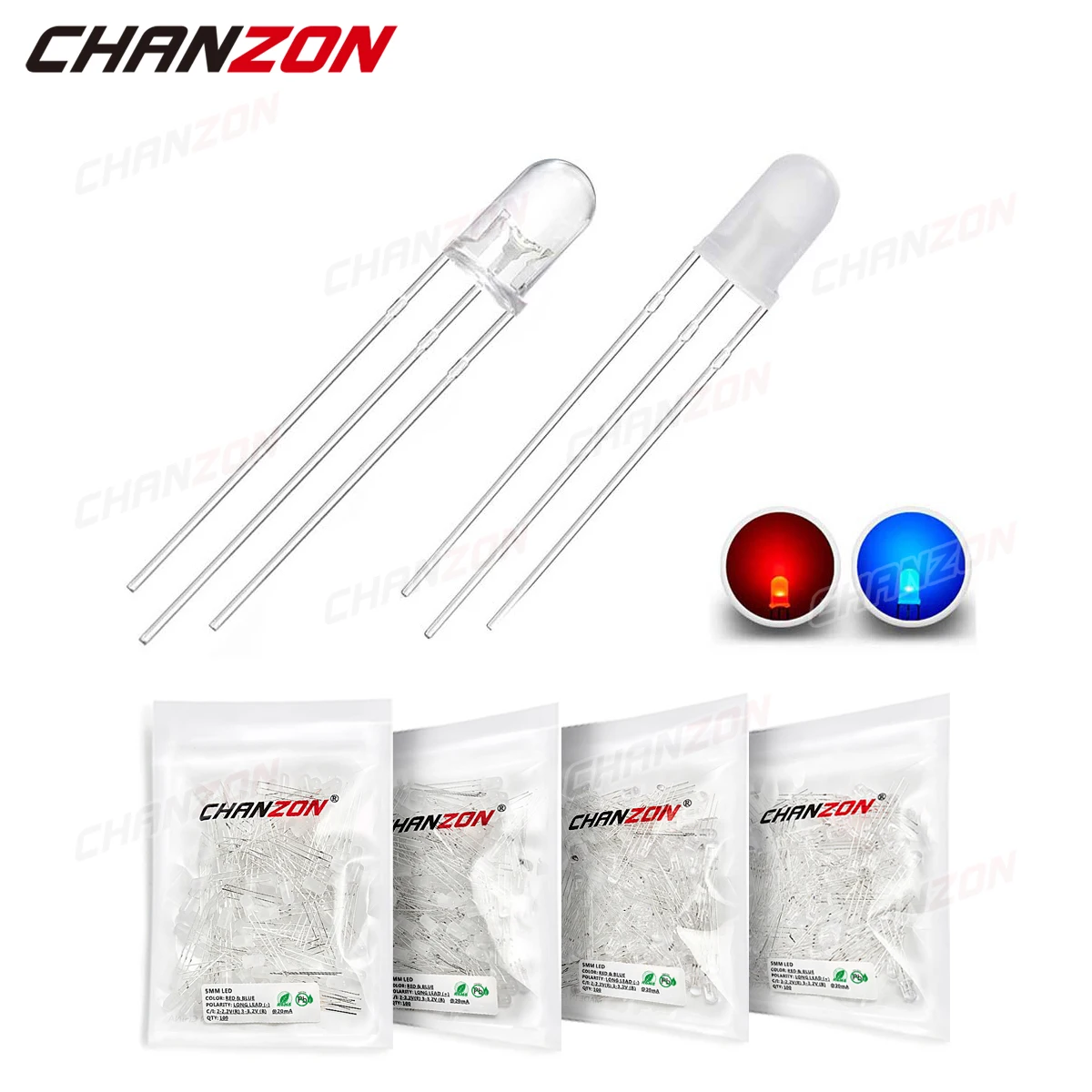 100 шт 5 мм светодиодный светильник излучающая Диодная лампочка лампа двухцветная