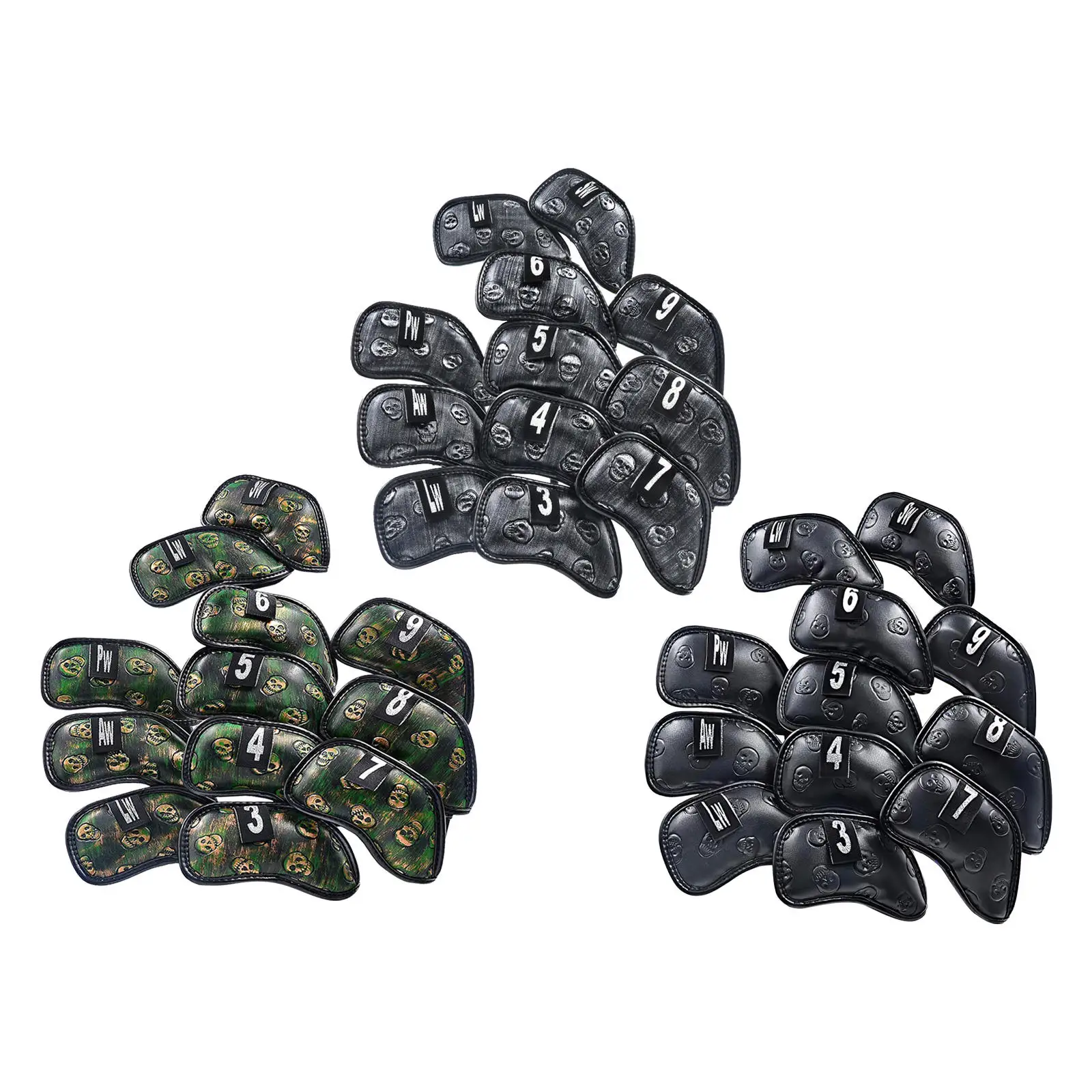 

12Pcs/Pack Golf Club Iron Head Cover Protection Headcovers Scratch Resistance Black Club Accessories for Men Women