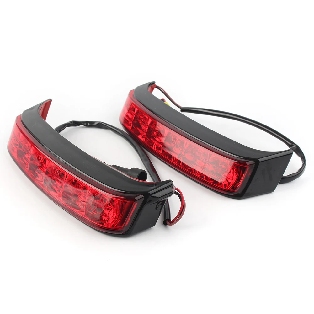 

LED Motorcycle Saddlebag Side Box Turn Signal Light Brake Lamp Lights For Harley Gliding 2014 15 16 17 18 2019 Black w/ Red Len