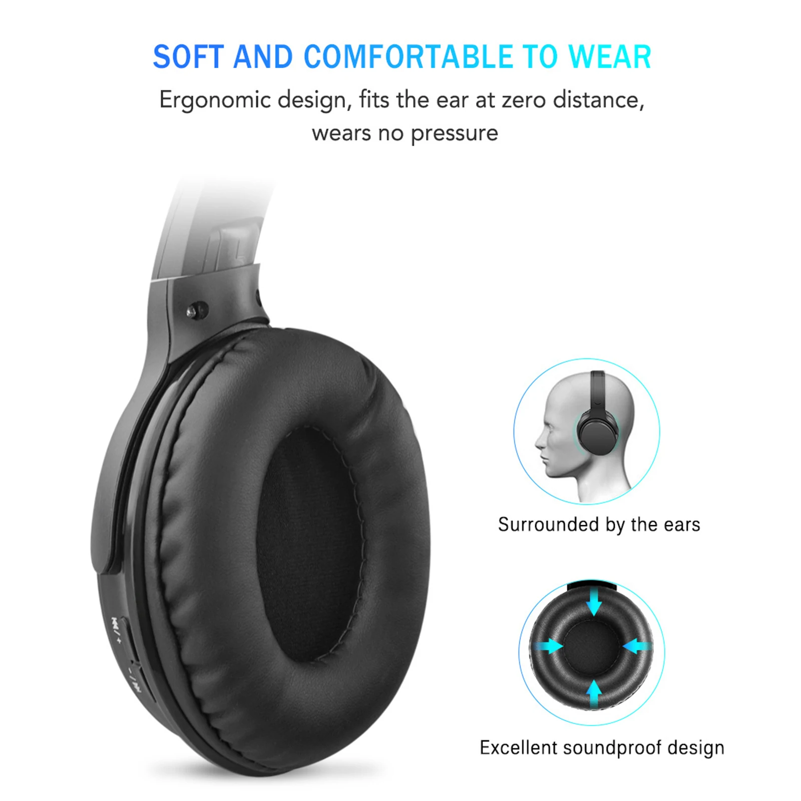 Складная Беспроводная Bluetooth-гарнитура с активным шумоподавлением накладные