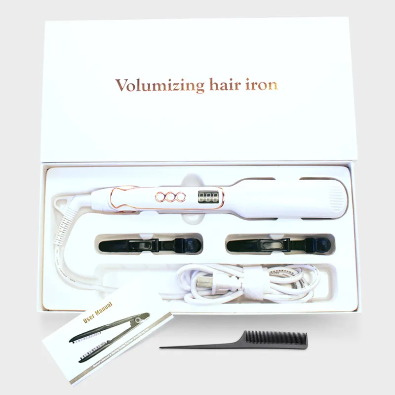 White gold with box Профессиональная электрическая щипцы для завивки волос, нагревательная щетка, керамический турмалин, стайлер для волос, доска для тонких длинных коротких волос, гофрированная - Цвет: White gold with box