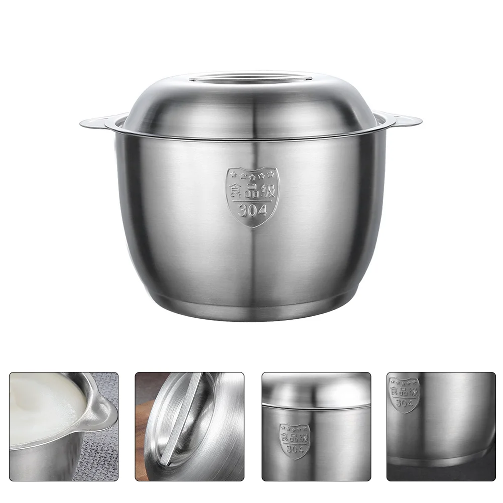 

1Pc Stainless Steel Soup Plate Round Fruit Vegetable Basin with Handles