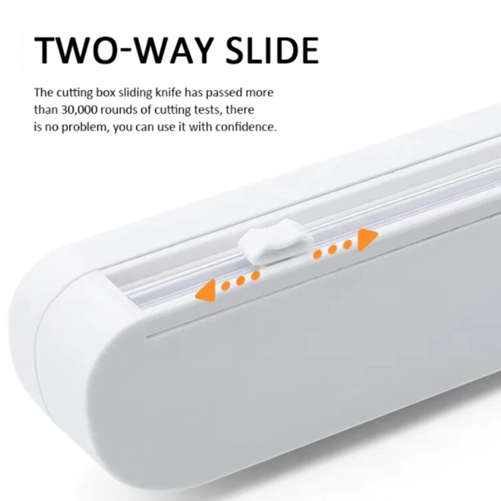 

Punch-free Fixing Food Wrap Dispenser Cutter Foil Cling Film Wrap Dispenser Plastic Sharp Cutter Storage Holder Kitchen Tool