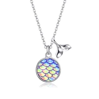 zemior elegent necklace for women s925 sterling silver fishtail resin fish scale pendent necklace dancing party fine jewelry