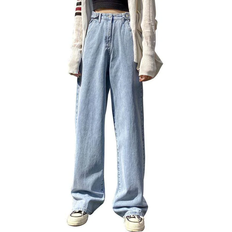 

Women's jeans high waist clothes wide leg denim blue streetwear retro quality 2021 fashion Harajuku straight leg pants