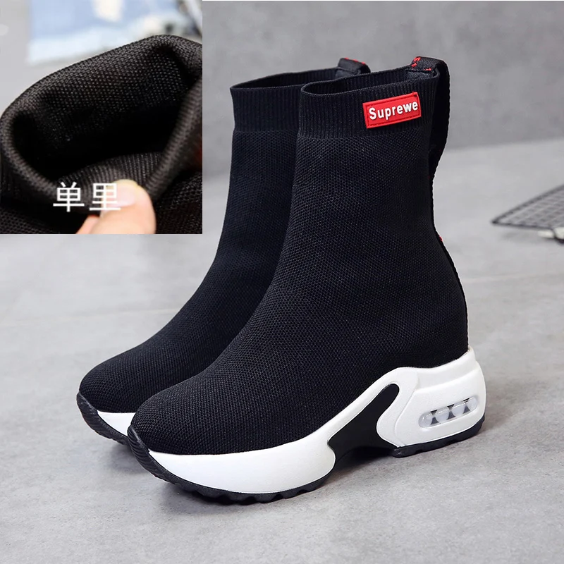 Женские эластичные ботинки-носки с высокой подкладкой Корейская версия осень 2019