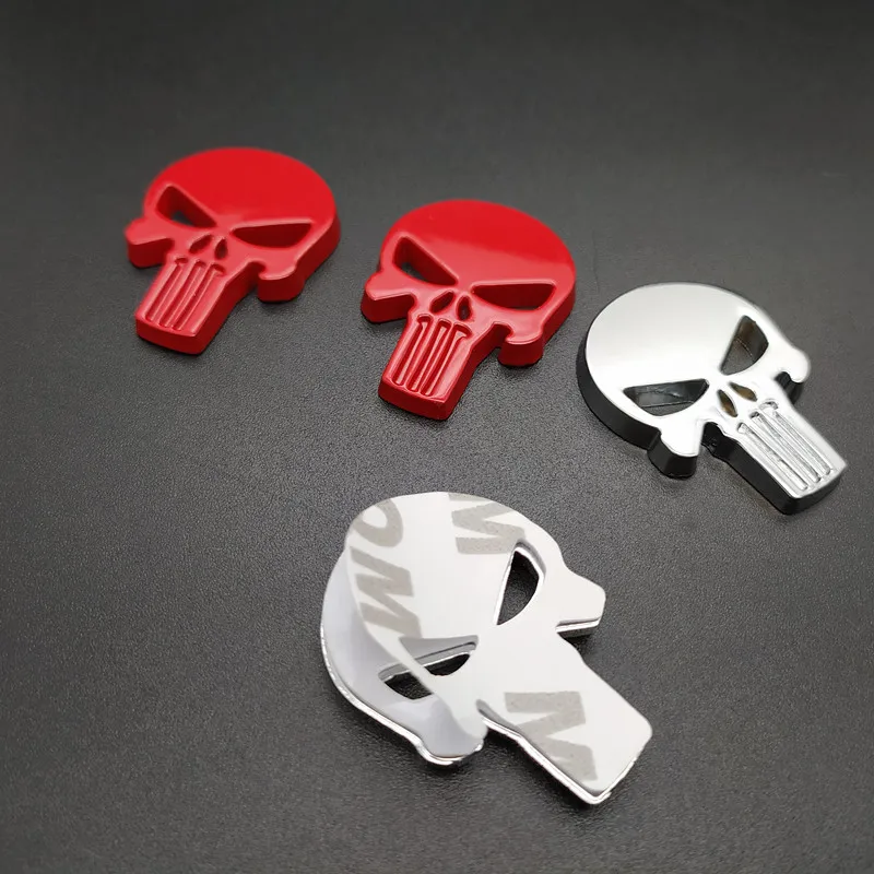 2 pcs Punisher metal badge magwell sticker Metal Decal Sticker 3D Motorcycle Car emblem self adhesive DIY Skull badges | Автомобили и