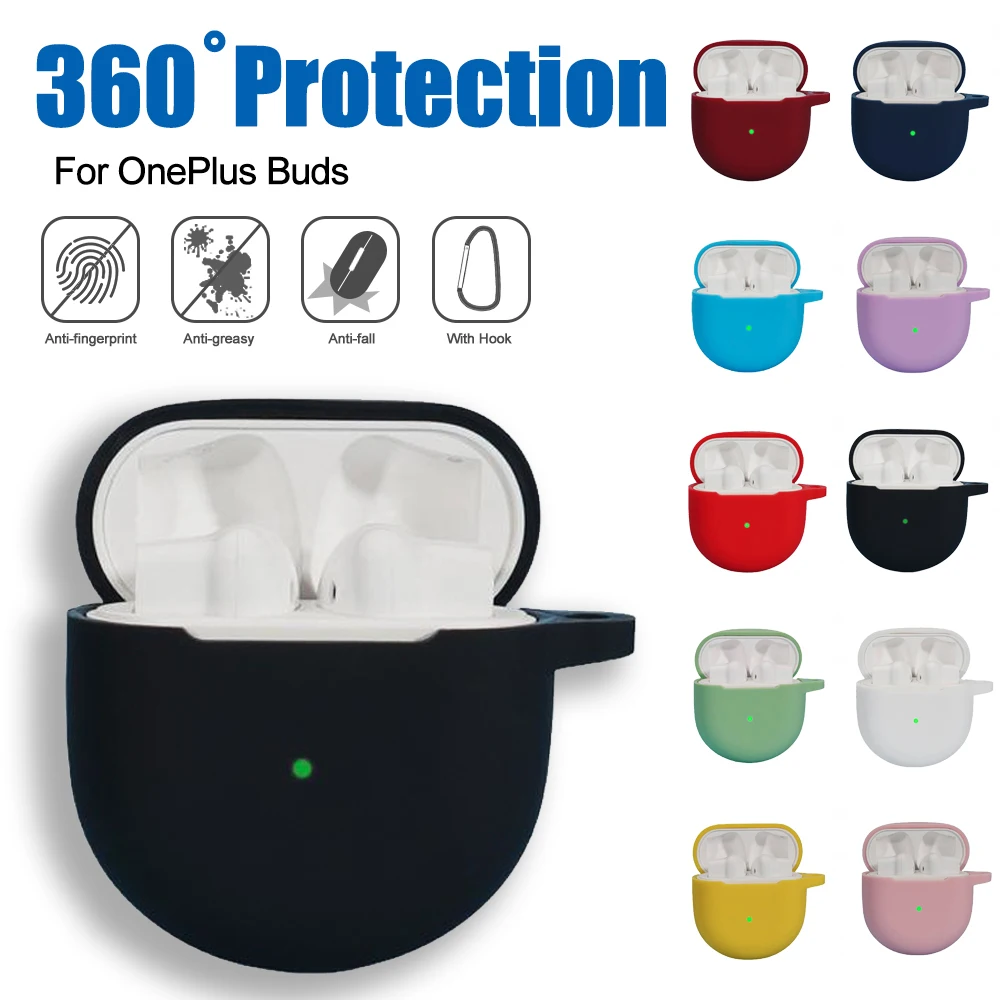 

For OnePlus Buds TWS Wireless Earphone Silicone Soft Protective Case Bluetooth Headphone Box Protector Cover Shell With Hook
