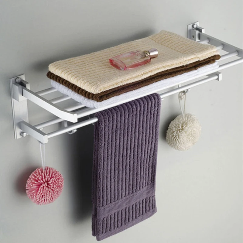 

Bathroom Towel Rack Foldable Aluminum Alloy Storage Box Wall-mounted Towel Rack for Bathroom Equipment Bathroom Accessories