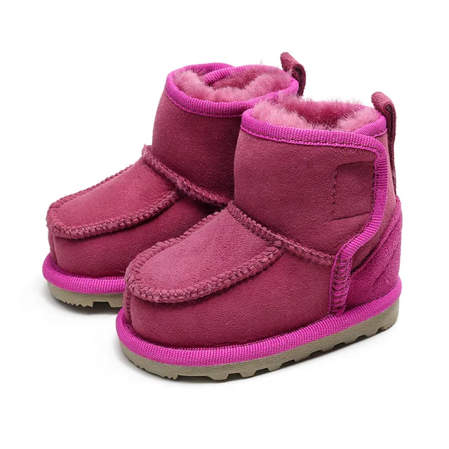 rose red Geanuine/кожаная обувь в австралийском стиле; детские зимние ботинки для мальчиков и девочек; детские зимние ботинки из овечьей кожи; обувь на натуральном меху для детей; Новинка года - Цвет: rose red