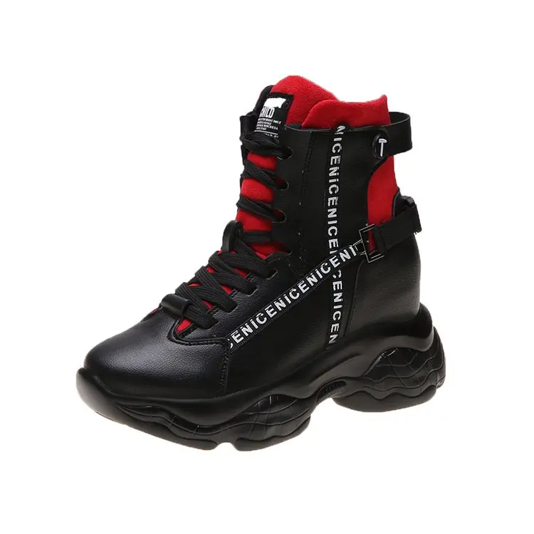 

2020 new autumn winter high-top sneakers female round head casual comfortable lace pu flat shoes Female Outdoor shoes