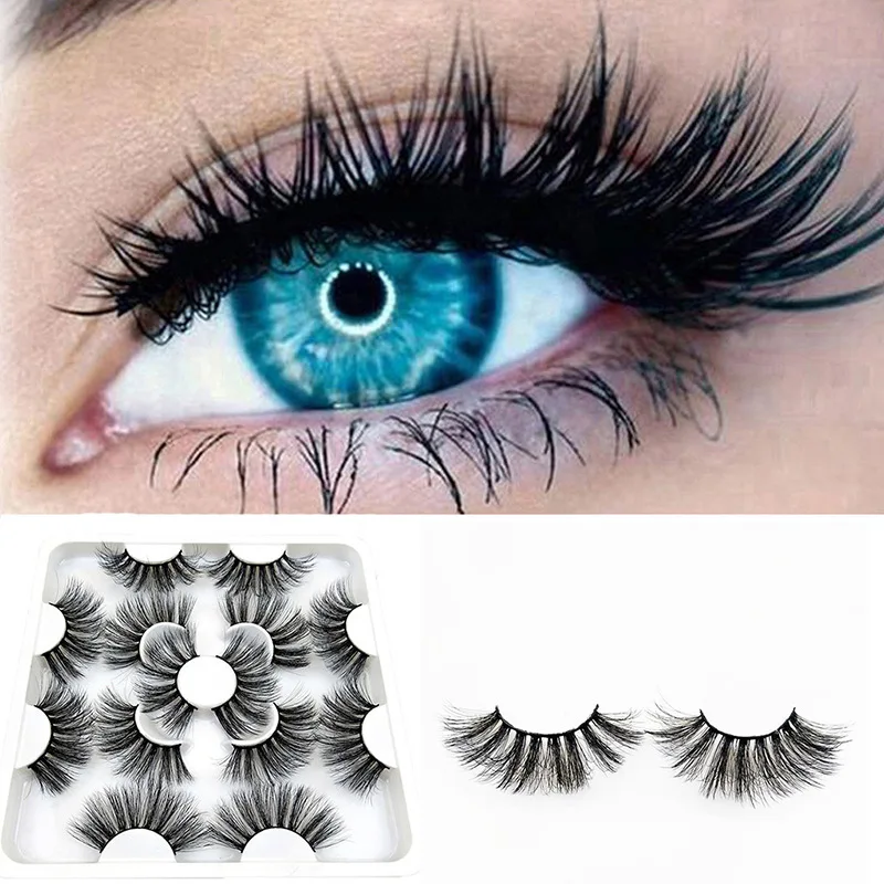 

7 pairs Makeup Mink Eyelashes Handmade 3D Mink Lashes Full Strip Lashes Soft False Eyelashes Makeup Lashes Thick fake lashes