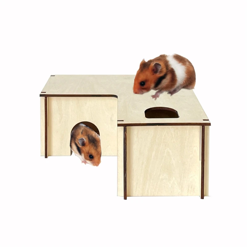 

L-shaped 3-room Detachable Roof Small Pet Shelter For Easy Assembly Of Habitat Decoration Pet Supplies