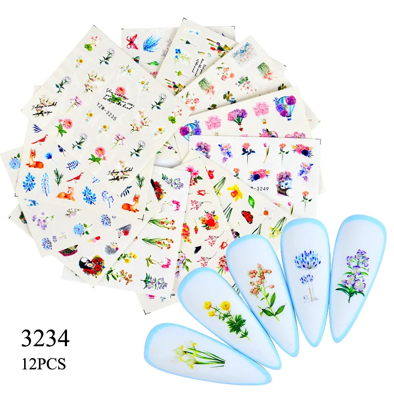 

A Lot /Set Simple Flower Lace Nail Set Black Gold Line Nail Art Water Nail Stickers Foil For Manicure Stickers Nail Supplies