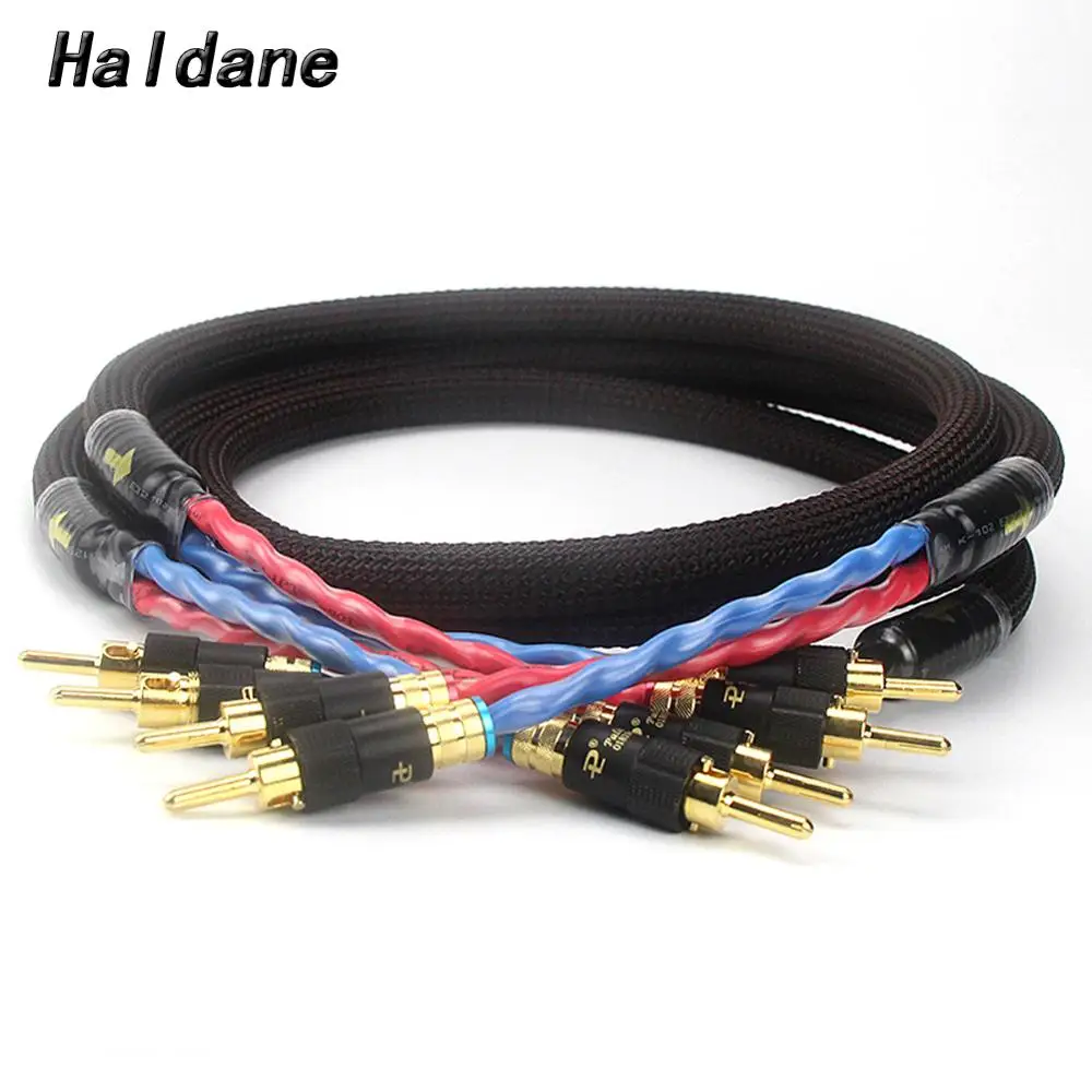 Холдейн пара Hi-Fi с золотым покрытием кабель со штекером типа банан Динамик аудио
