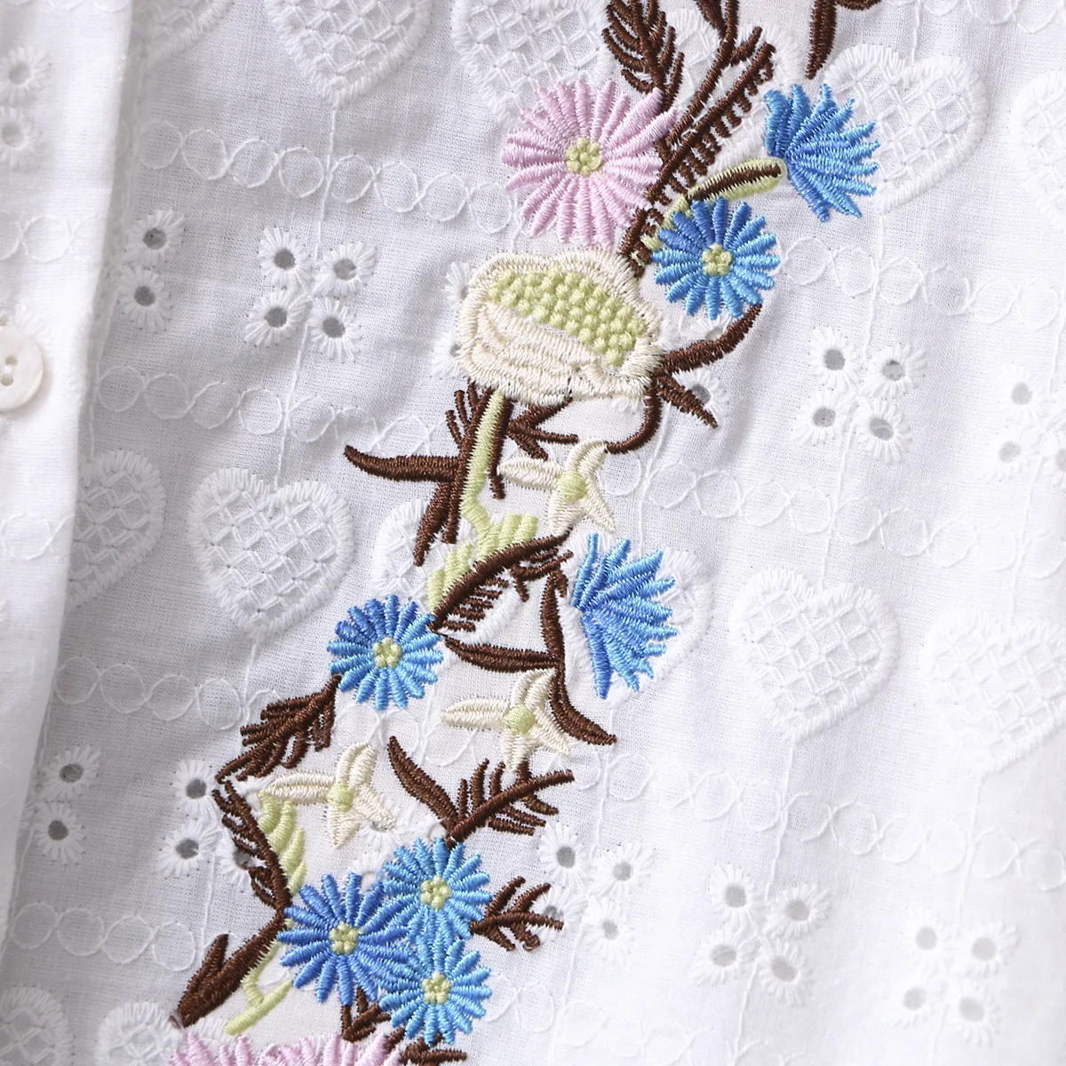 Вышитая жаккардовая женская рубашка с длинным рукавом большой размер блузка