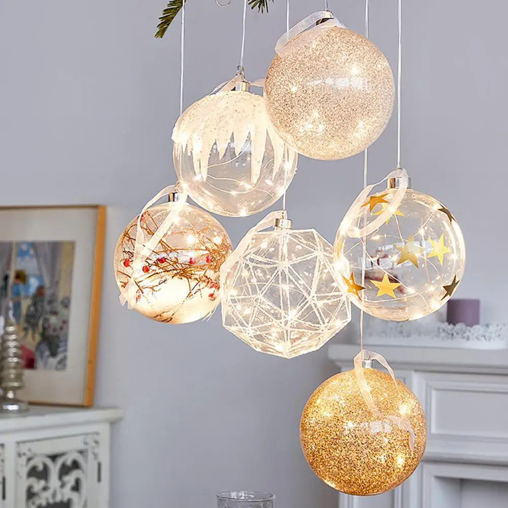 

Hanging Light Ball Battery Powered Warm Light Durable Christmas Decoration LED Light Glass Ball for Home