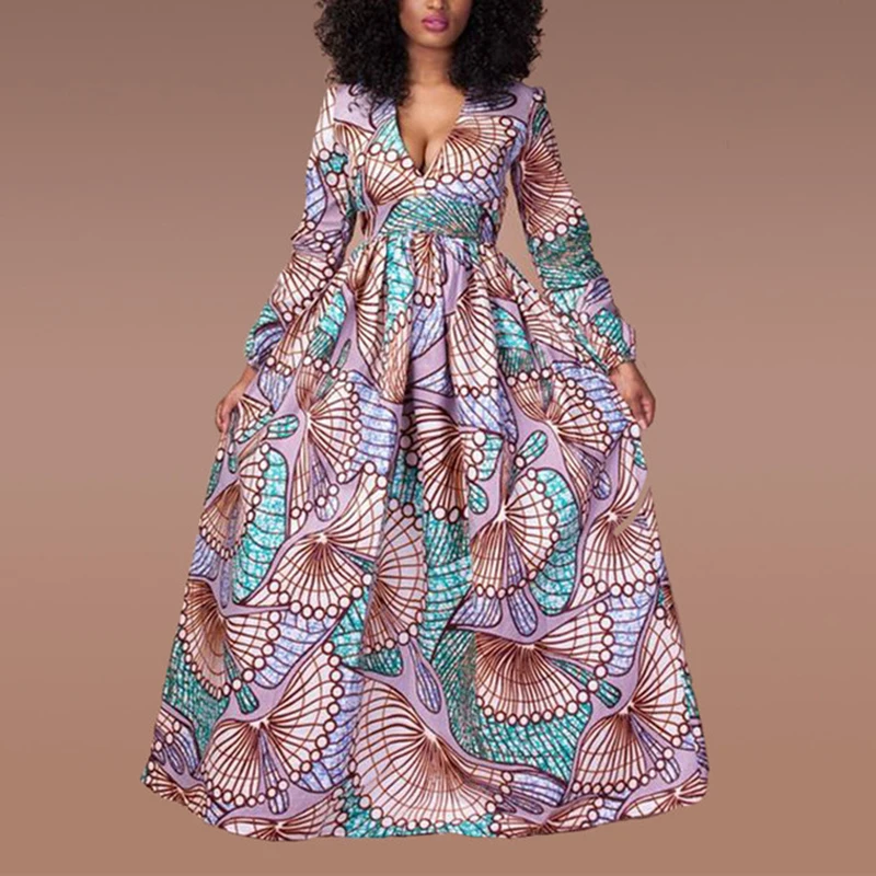 Африканское платье женское длинное макси с принтом Дашики платья Анкары V