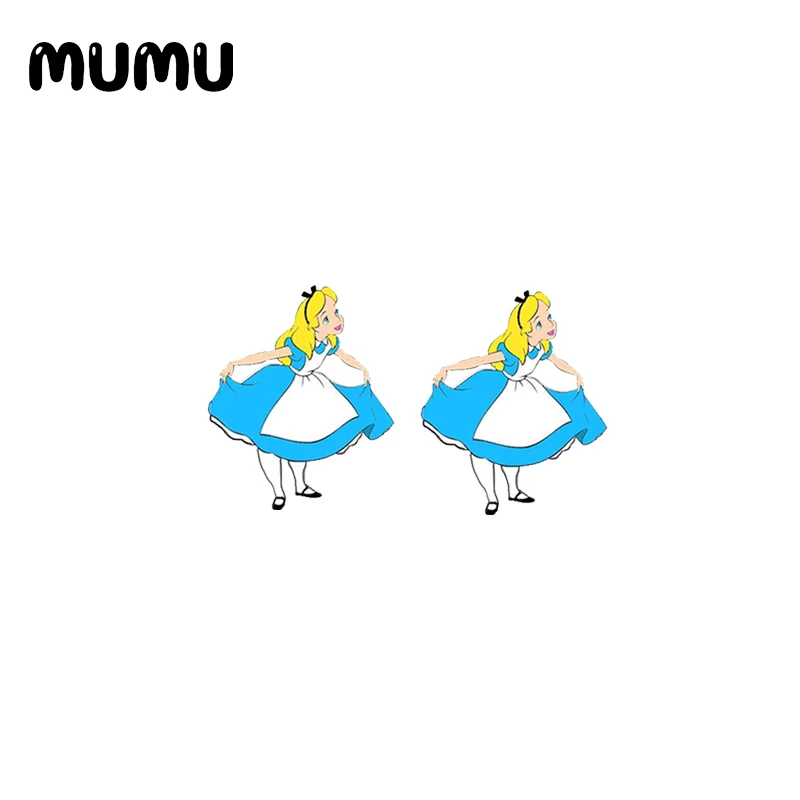 Серьги-гвоздики в виде Алисы стране чудес мультяшная Королева сердец акриловые