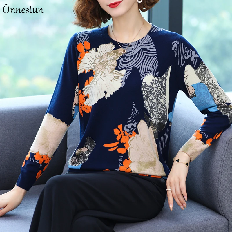 

Свитер женский осенний, с геометрическим принтом, мягкий