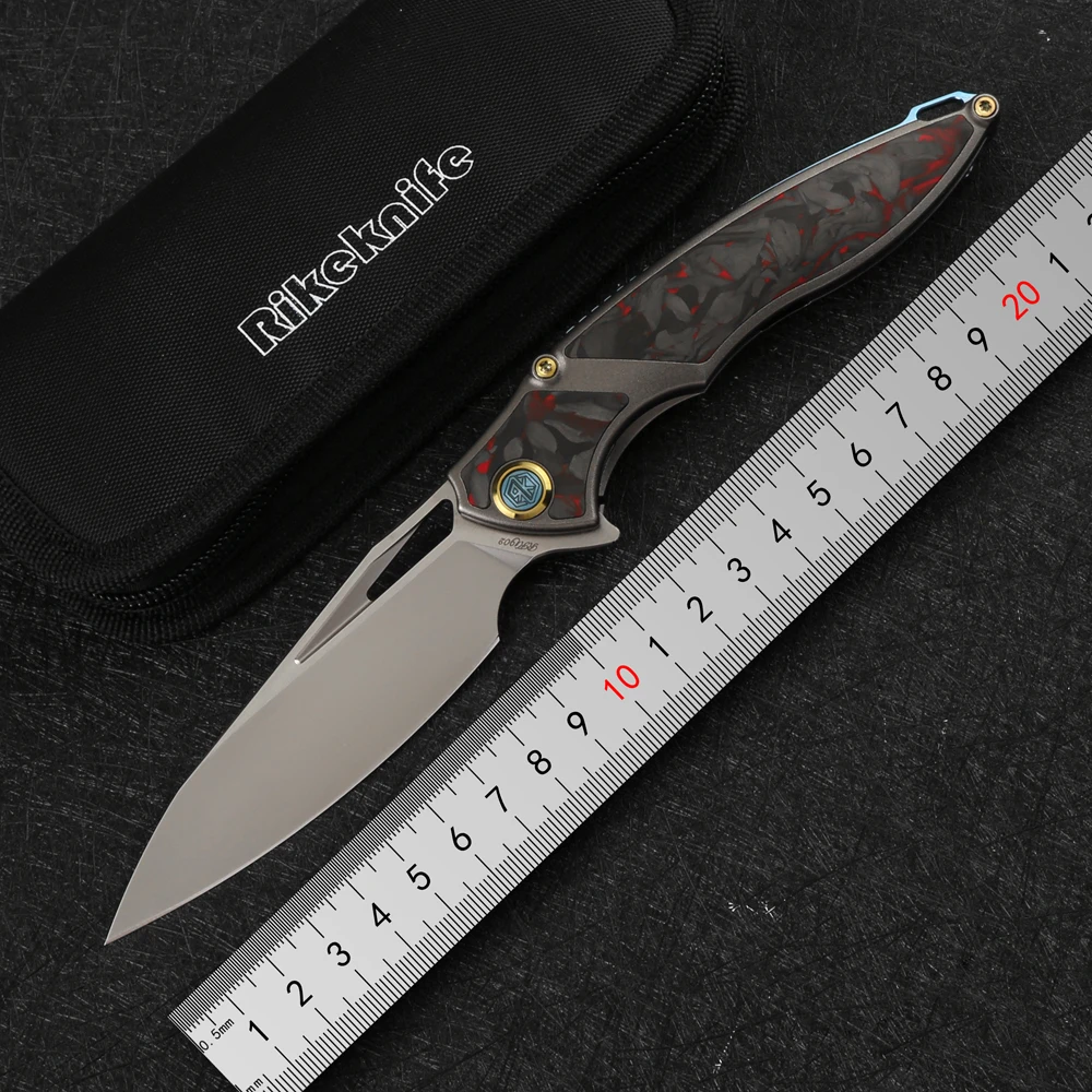 

DICORIA RIKE 1902 M390 Blade Titanium Imported carbon fiber Handle Outdoor Hunt Survival Pocket EDC Tool Flipper Folding Knife