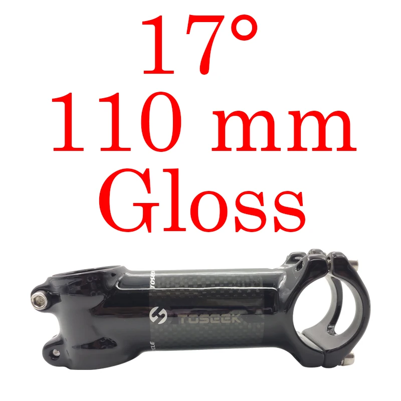 angle 17 Gloss 110mm TOSEEK Горный/Шоссейный велосипед Алюминий углерода стволовых коробку подлинной угол 6/17 матовый черный 31,8*60/70/80/90/100/110120 мм 145 г рулевая колонка велосипеда - Цвет: angle 17 Gloss 110mm