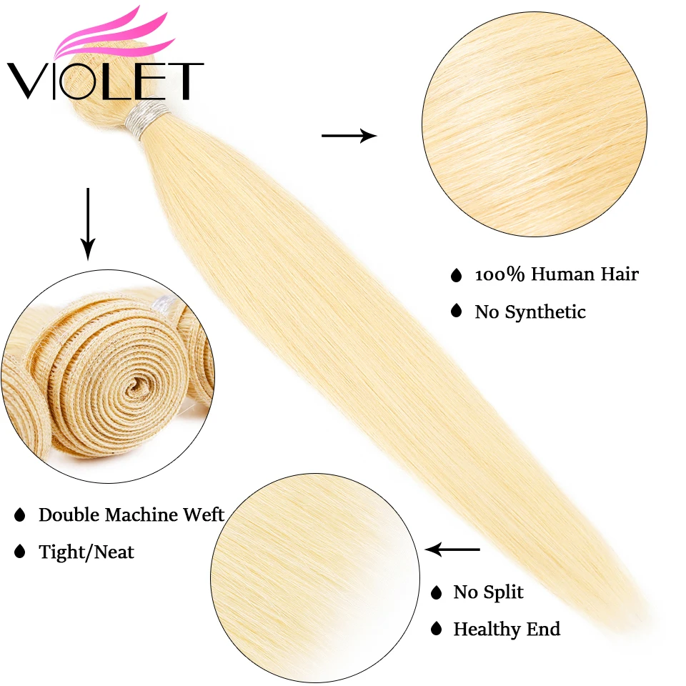 Чистый 613 светлые волосы бразильские локоны Weave bundle s прямой 1 bundle Remy человеческих волос расширения 10-24 дюйм(ов) ов