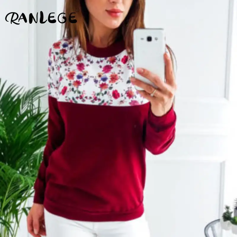 RANLEGE Футболка женская 2020 Осенние футболки повседневные рубашки с длинным рукавом